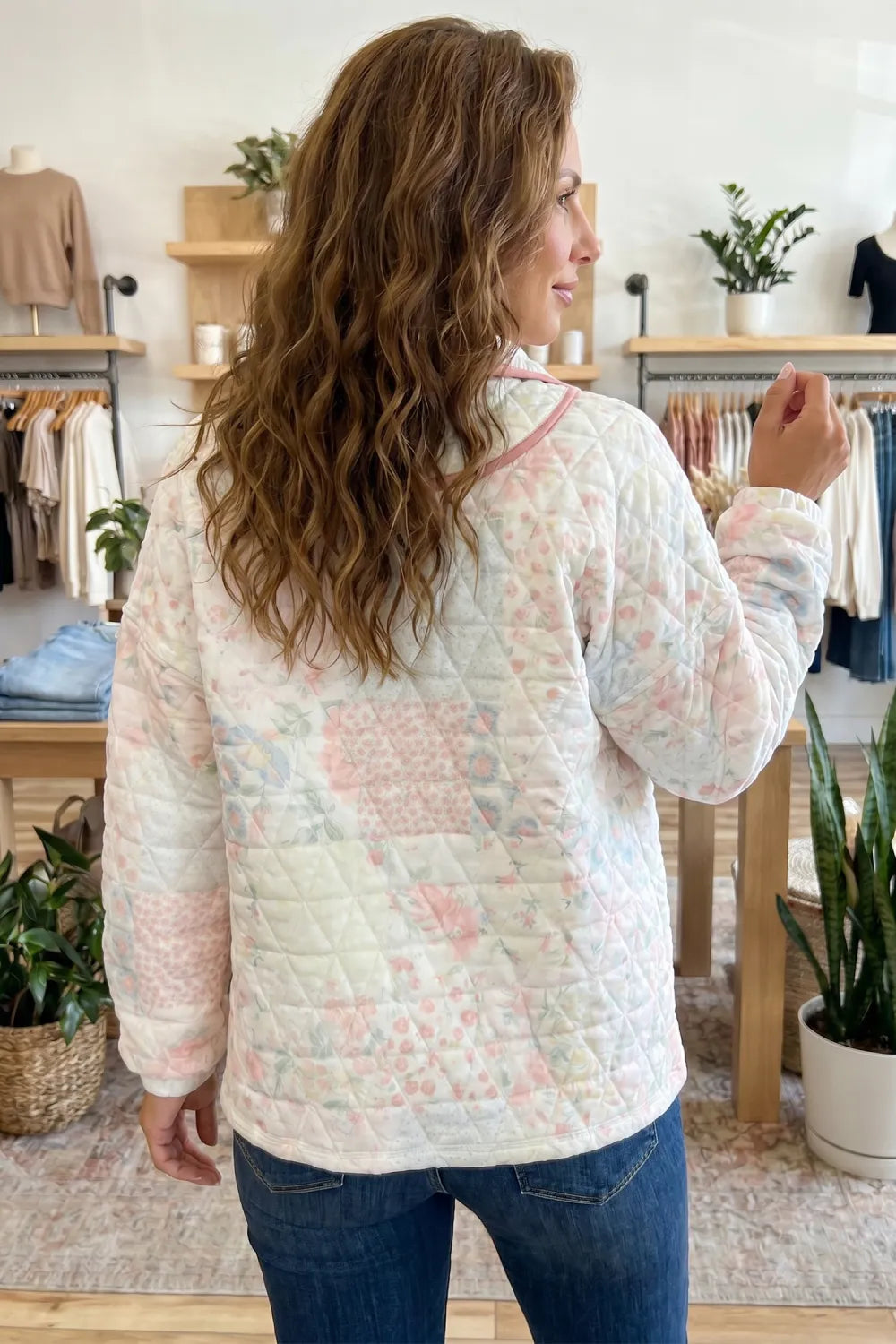 Floral Quilted Long Sleeve Sweatshirt