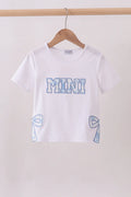 White MAMA bow applique mom&me top