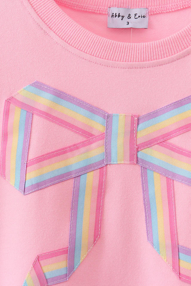Cream hand-sewn bow mom&me sweatshirt MAMA