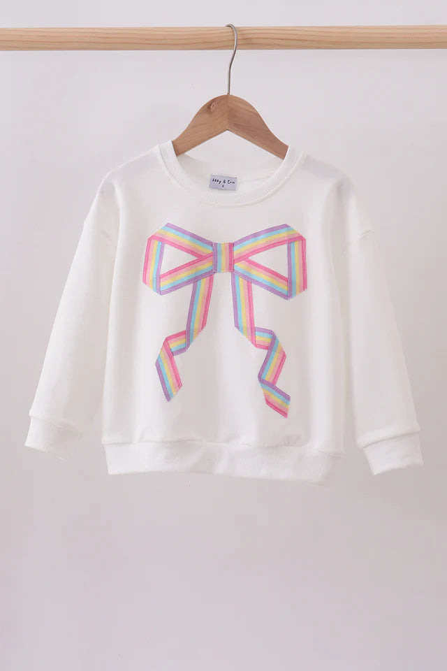 Cream hand-sewn bow mom&me sweatshirt MAMA