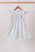 Blue Floral Embroidered Dress