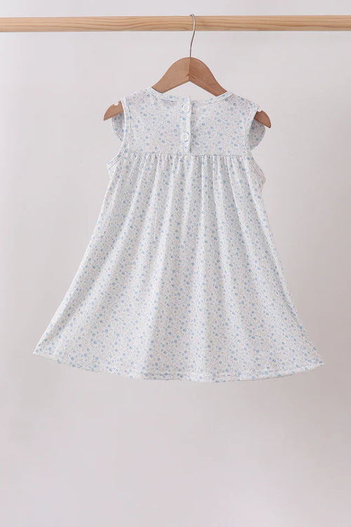Blue Floral Embroidered Dress