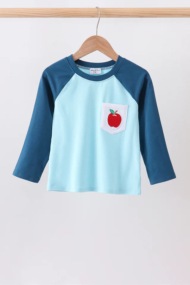 Teal Apple Embroidered Top