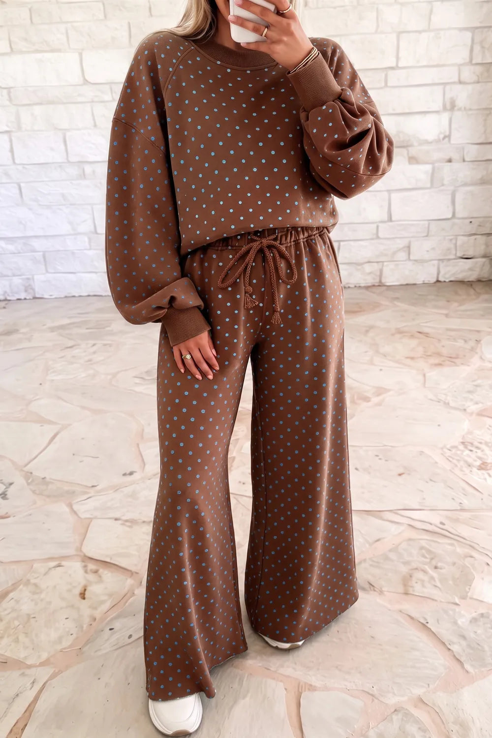 Polka Dot Long Sleeve Pants Set