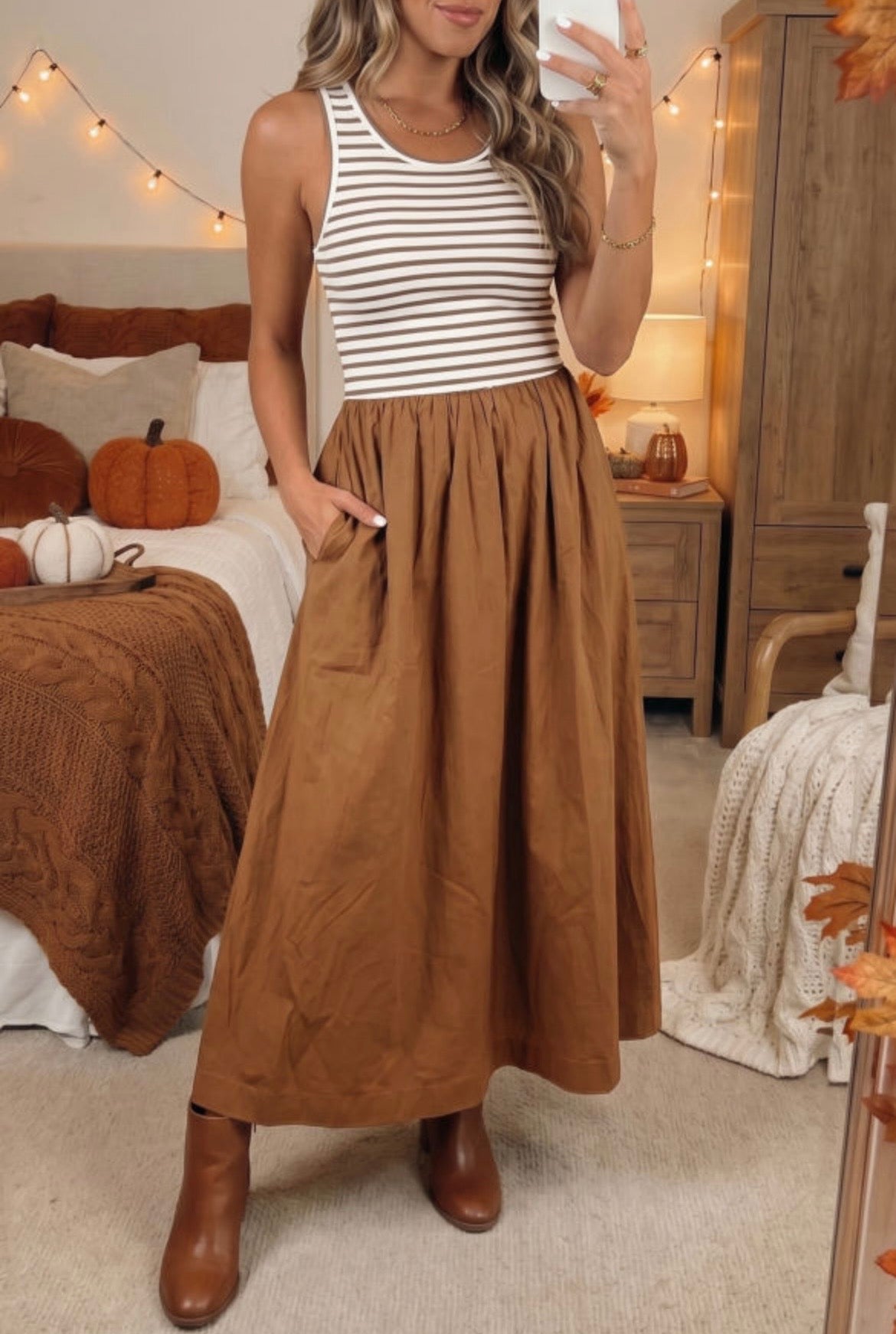 Chestnut Colorblock Maxi Dress