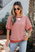 Orange Stripe Bubble Sleeve Top
