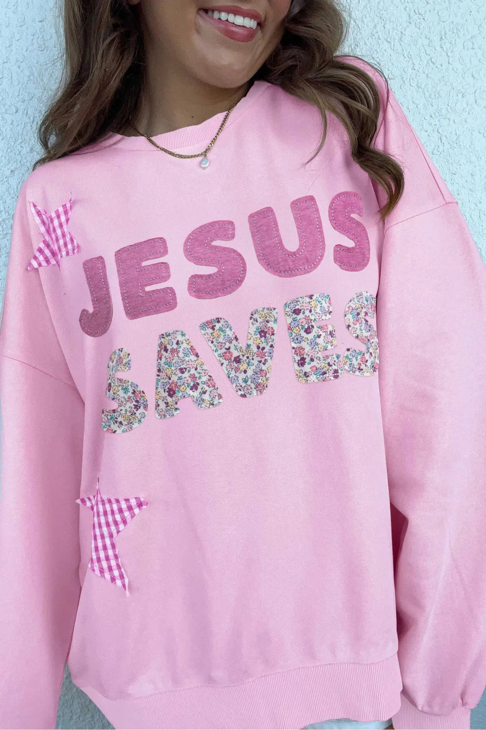Jesus Saves Patchwork Sweatshirt