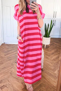 Rose Stripe Cuffed Dress