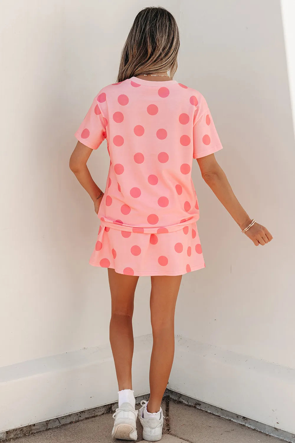 Pink Polka Dot Skort Set