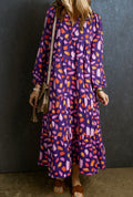 Collar Petal Tiered Flowy Dress