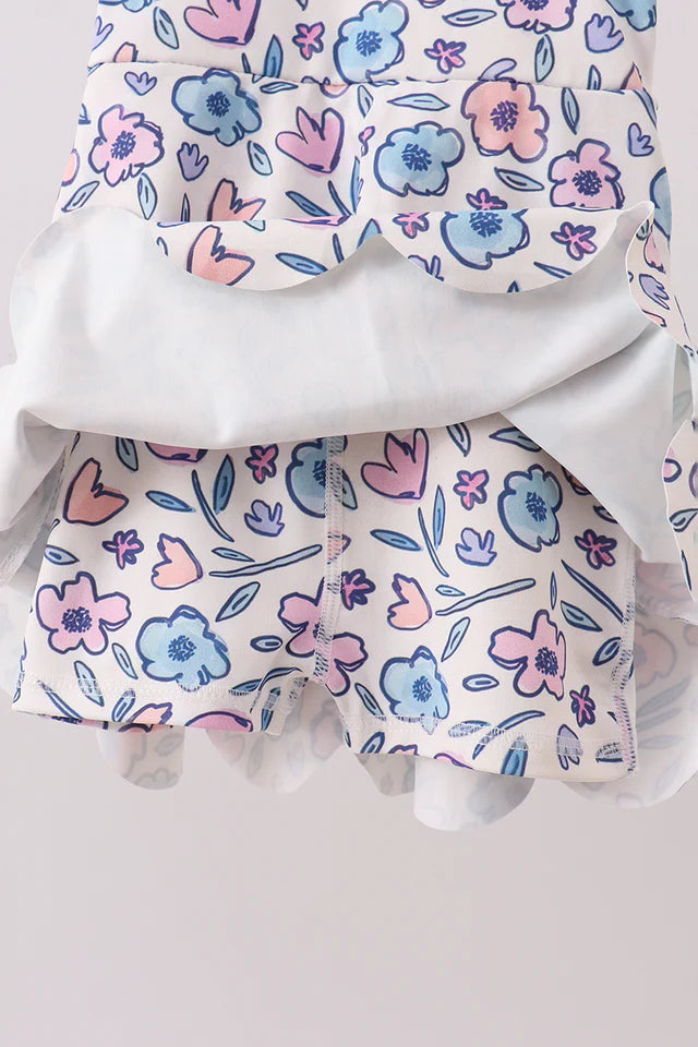 Floral Performance Scalloped Tank Dress
