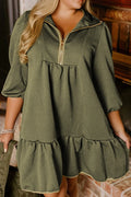 Curvy Forrest Green Zip Dress