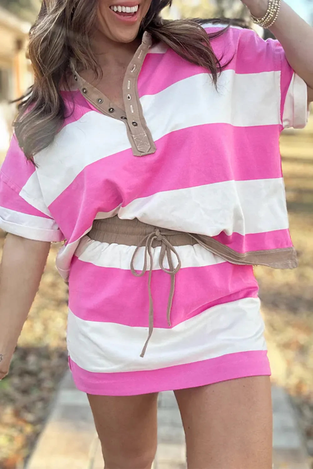 Brown & Pink Skort Set