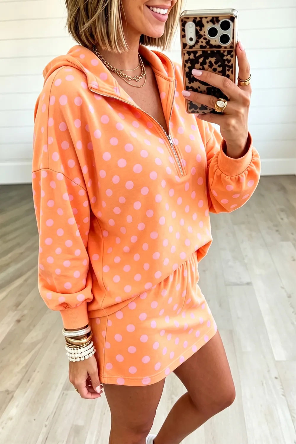 Polka Dot Hooded Skort Set