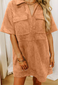 Faux suede short sleeve dress