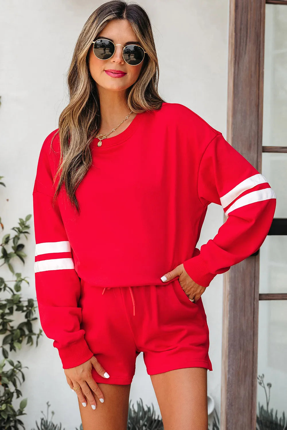 Varsity Striped Short Set
