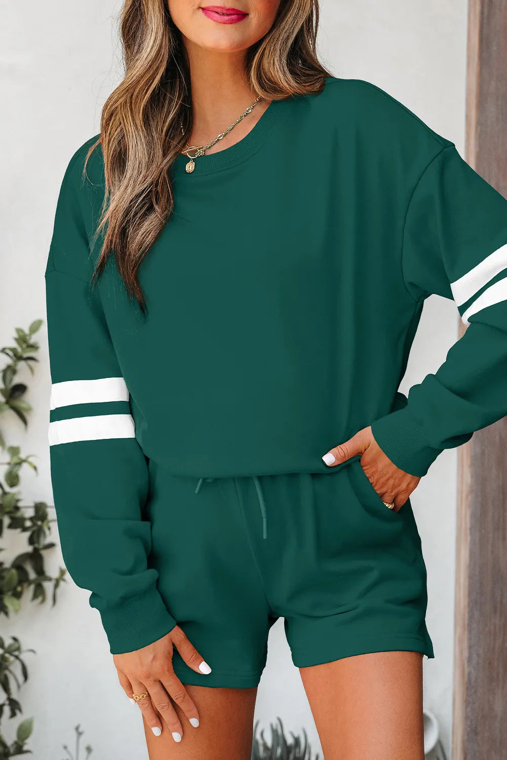 Varsity Striped Short Set