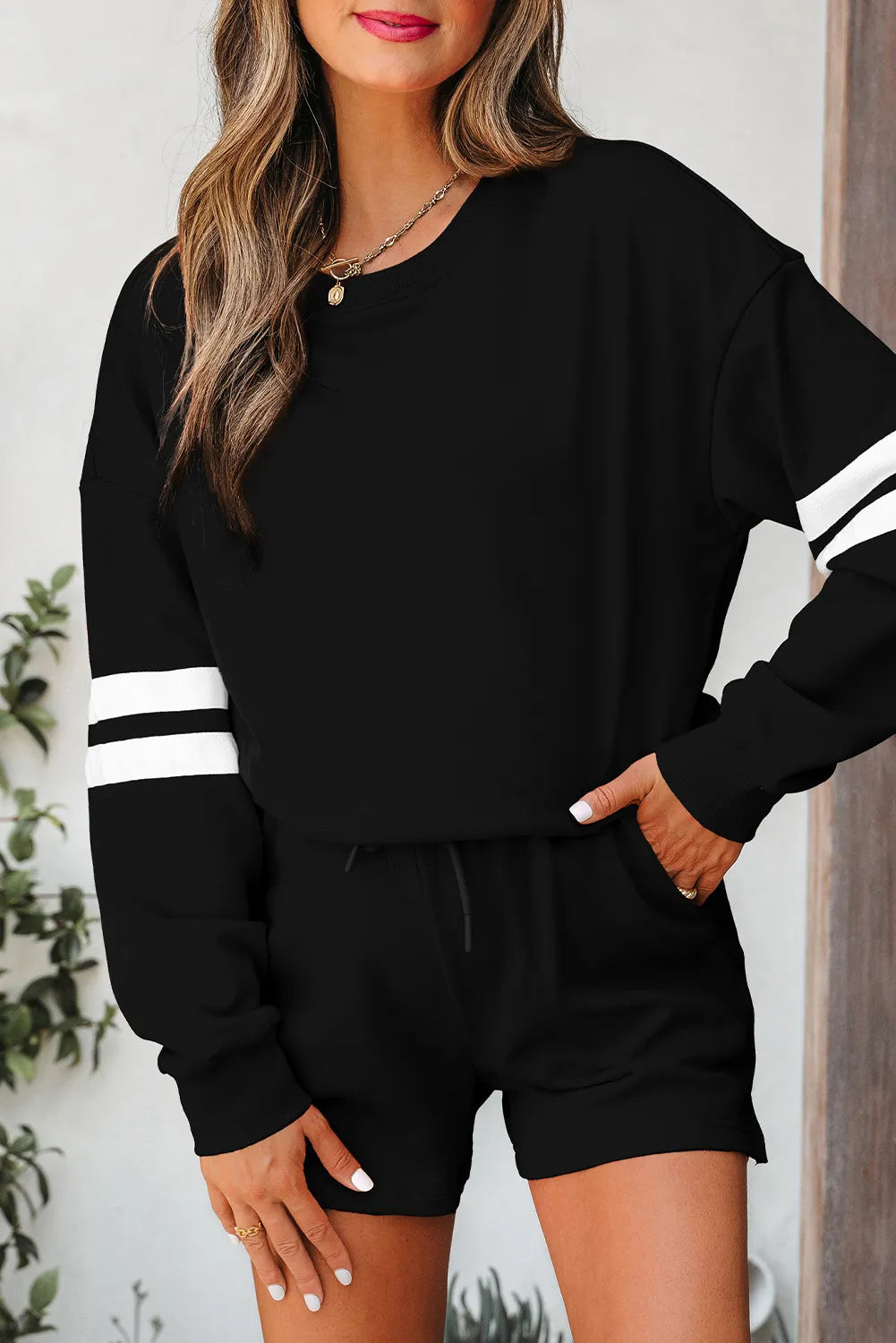 Varsity Striped Short Set