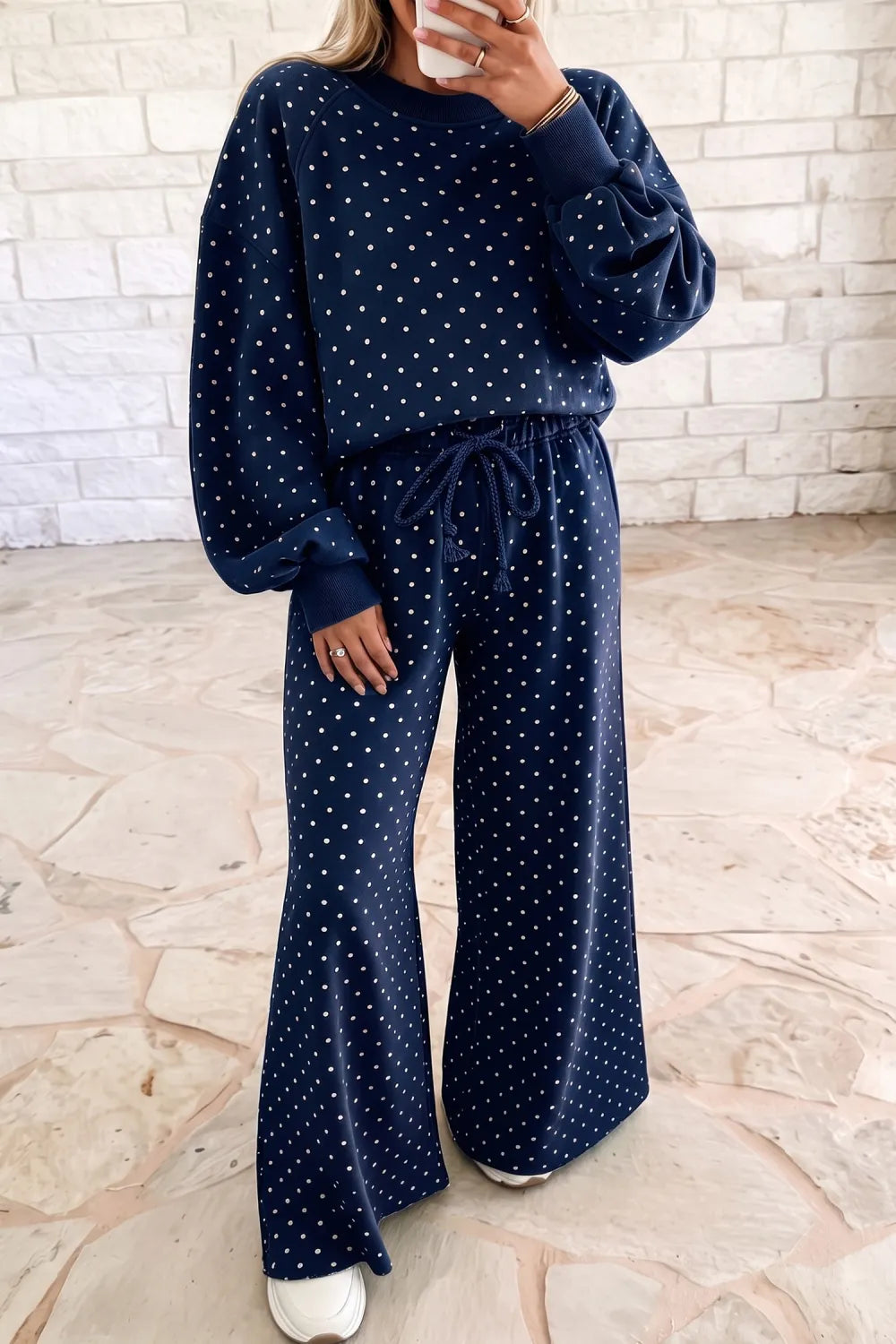 Polka Dot Long Sleeve Pants Set