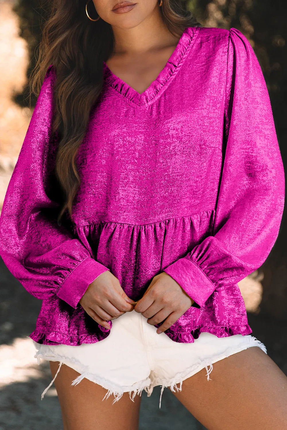 Rose Red Metallic Top