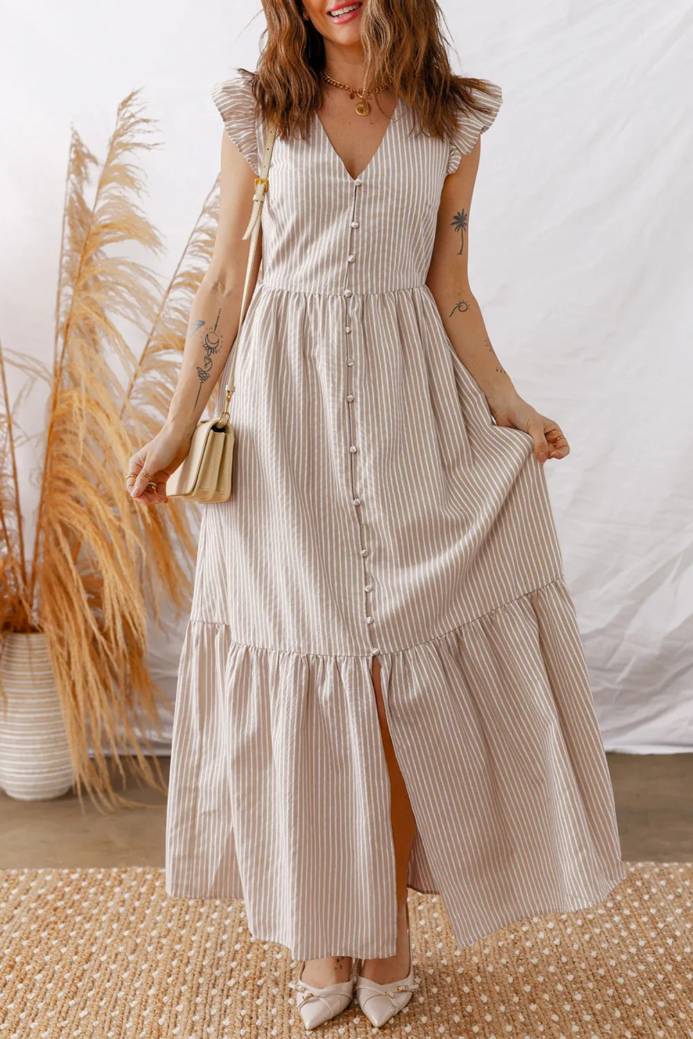 Khaki Strip Dress