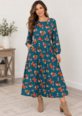 Green Floral Fall Dress