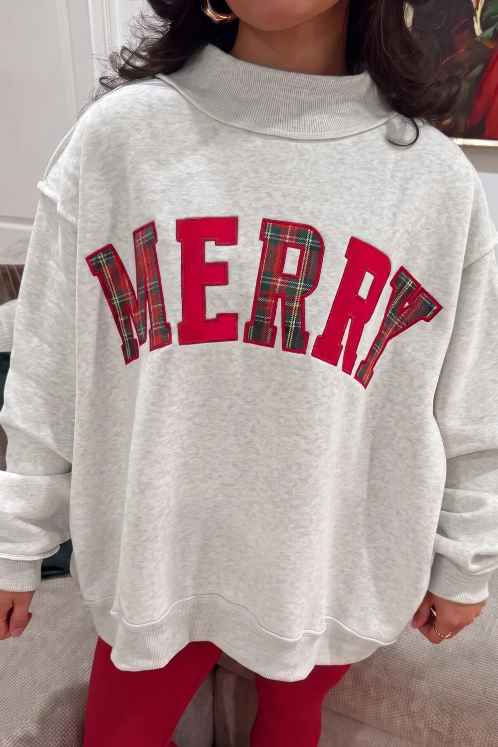 Merry Embroidered Letter Sweatshirt