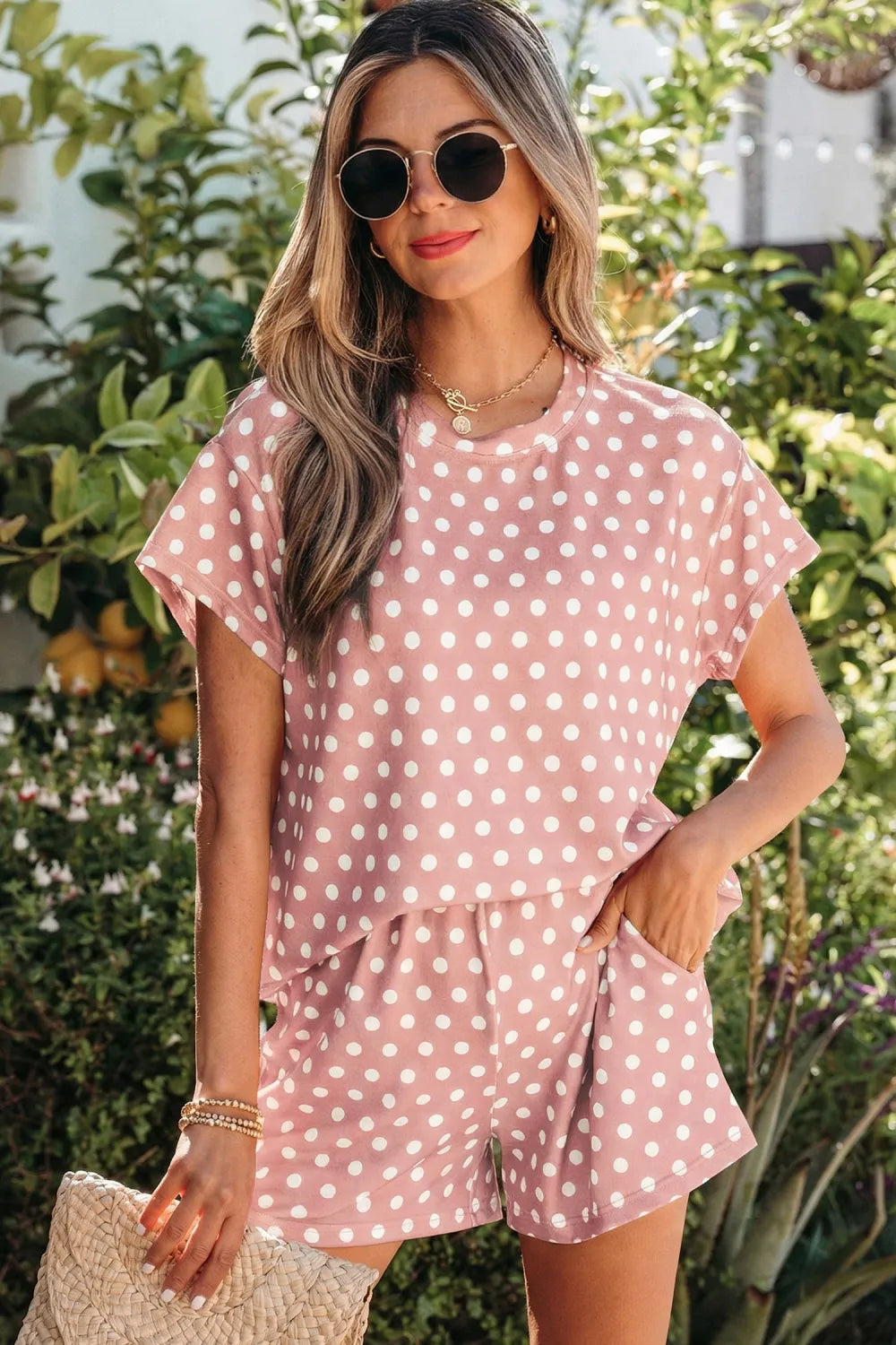 Polka Dot Print Shirt Set