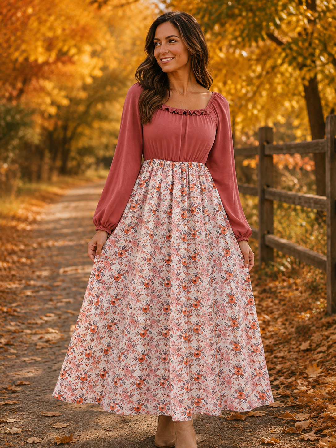 Fall florals maxi dress