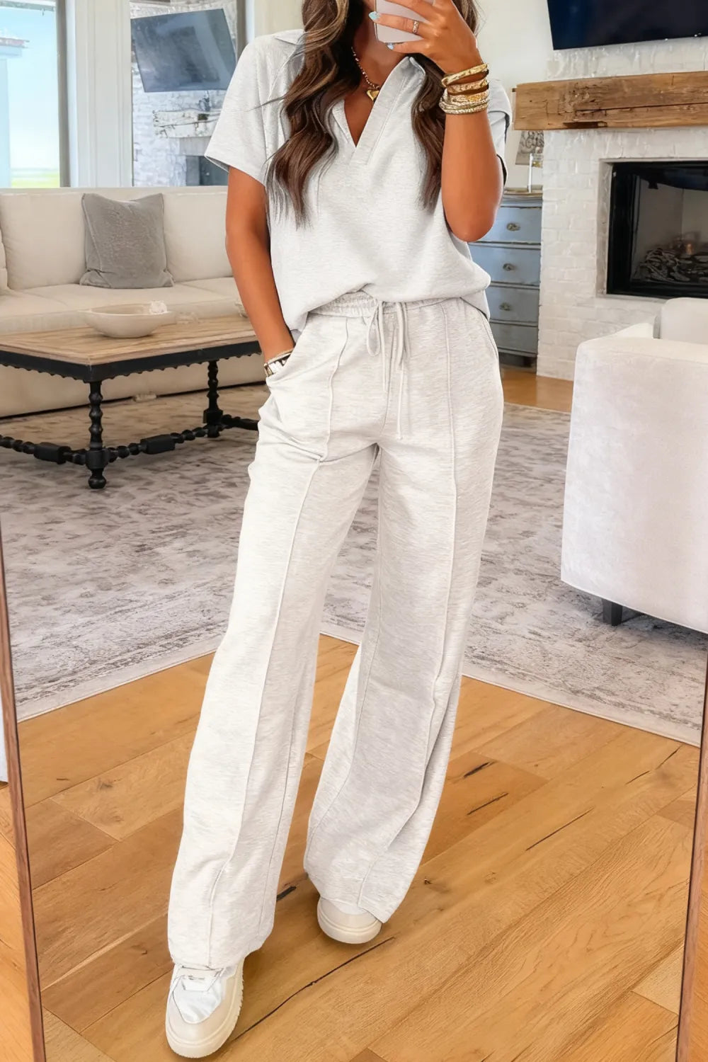 Light Grey Polo Pant Set