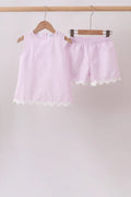 Seersucker Stripe Scalloped Shorts Set