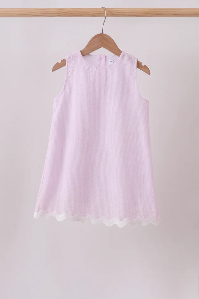 Seersucker Stripe Scalloped Dress