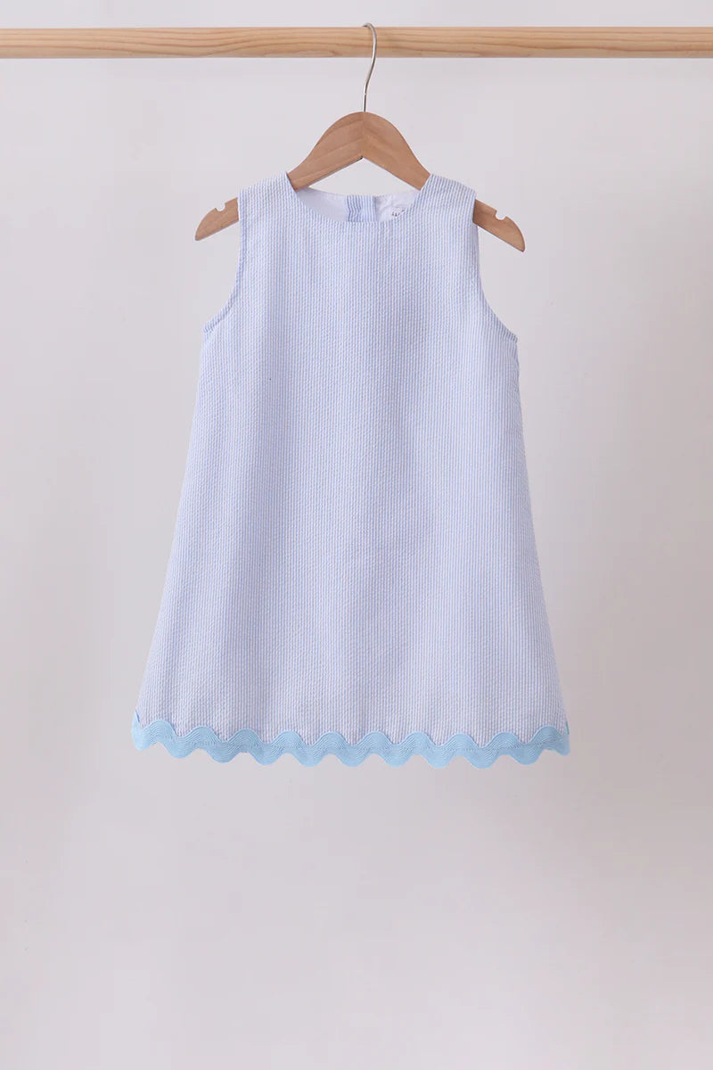 Seersucker Stripe Scalloped Dress
