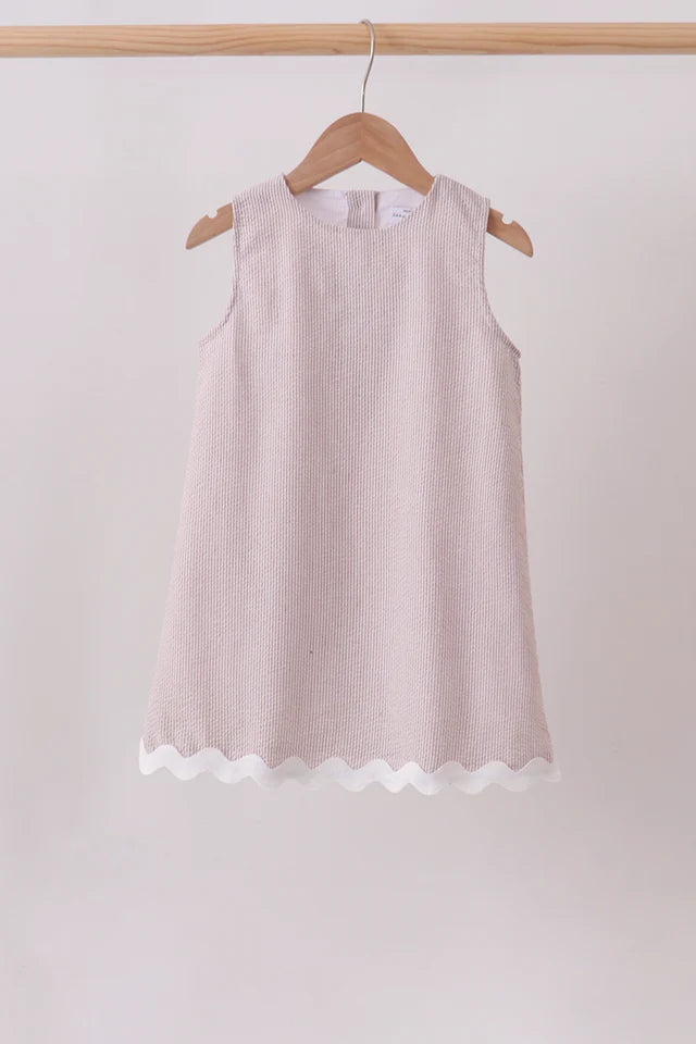 Seersucker Stripe Scalloped Dress