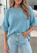 Mist Blue Exposed Seam Sweater