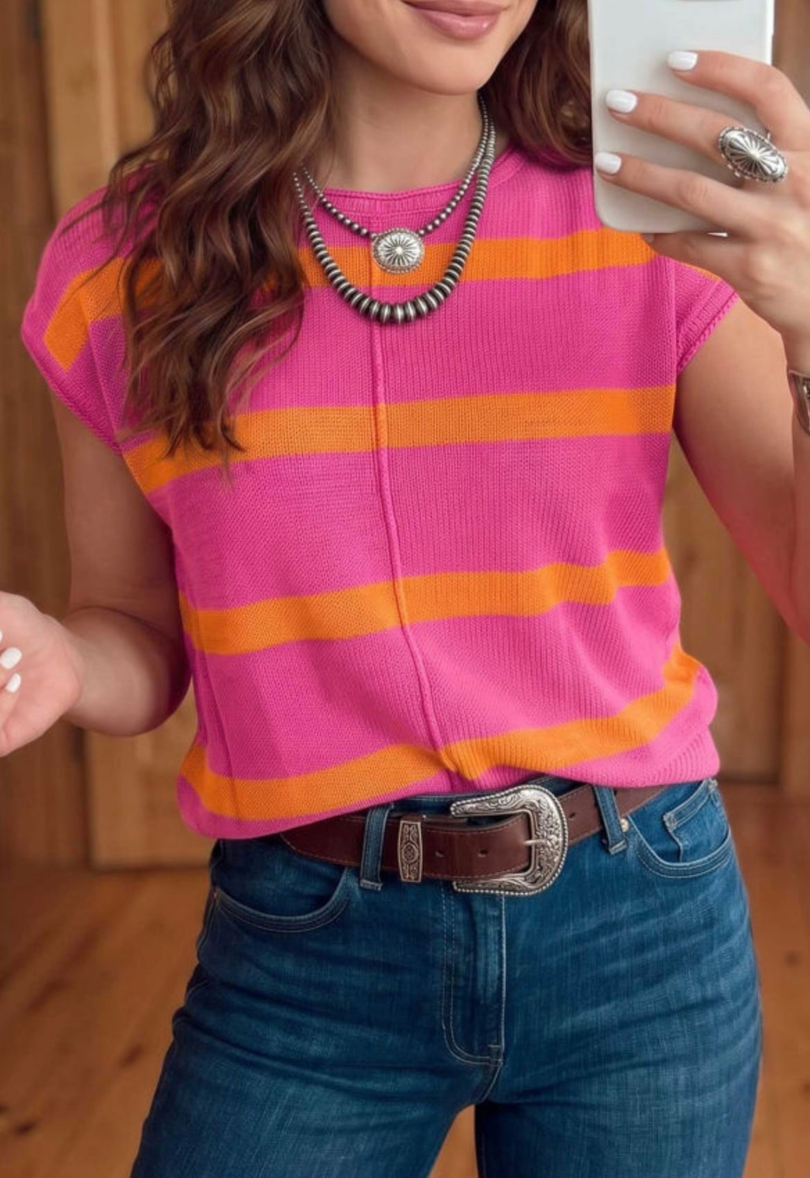 Short Sleeve Stripe Sweater
