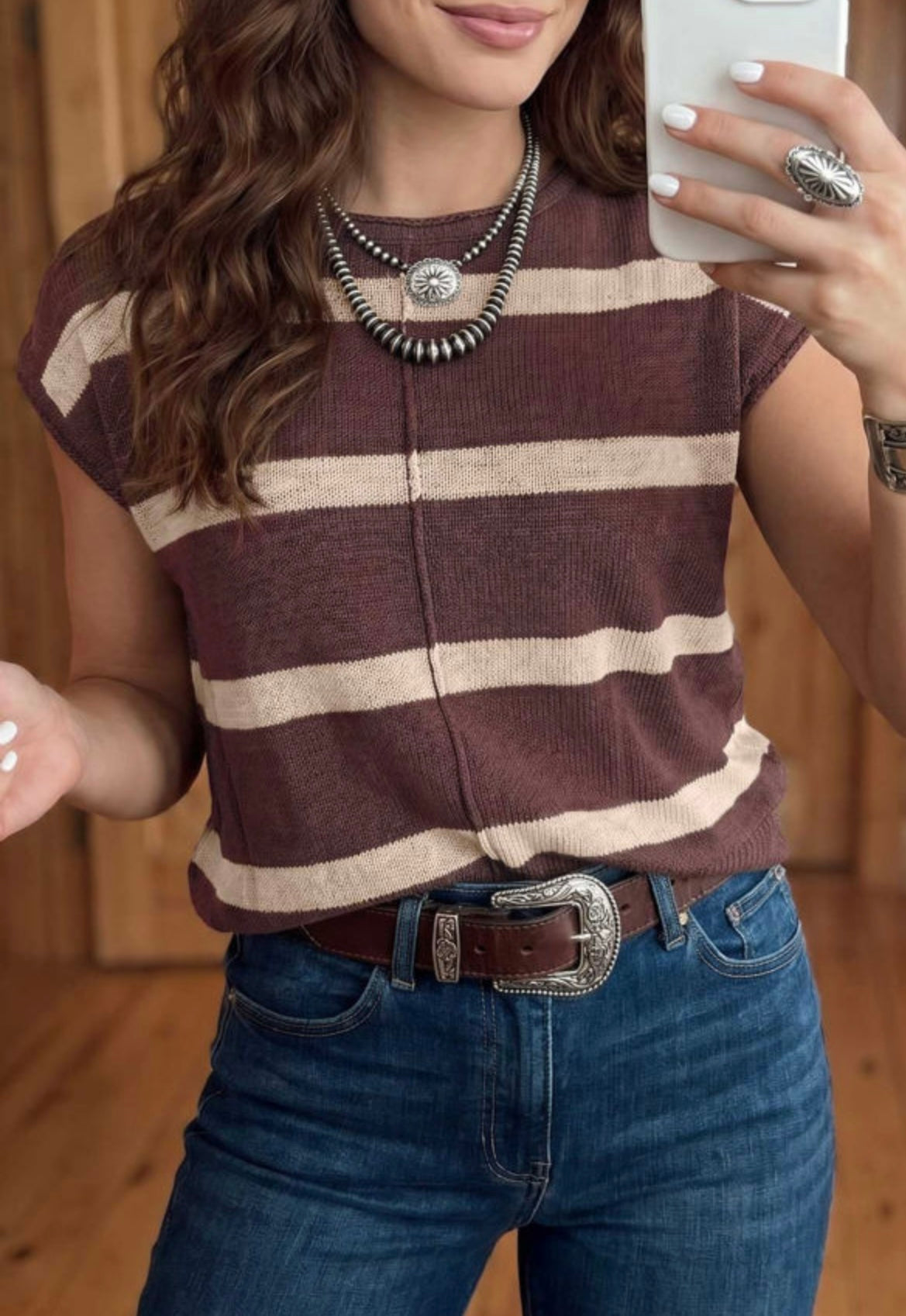 Short Sleeve Stripe Sweater