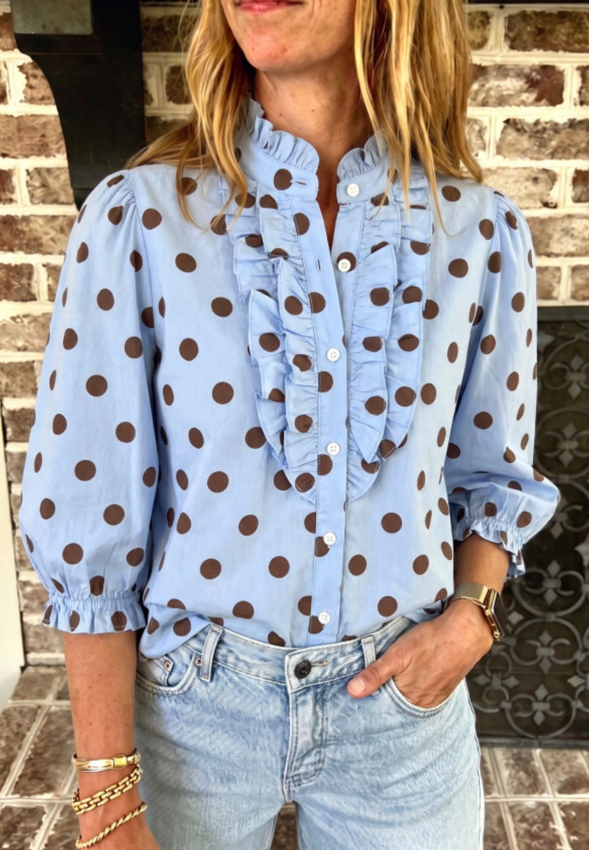 Polka Dot Ruffle Top