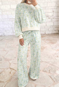Sky Blue Floral Wide Leg Pants Set