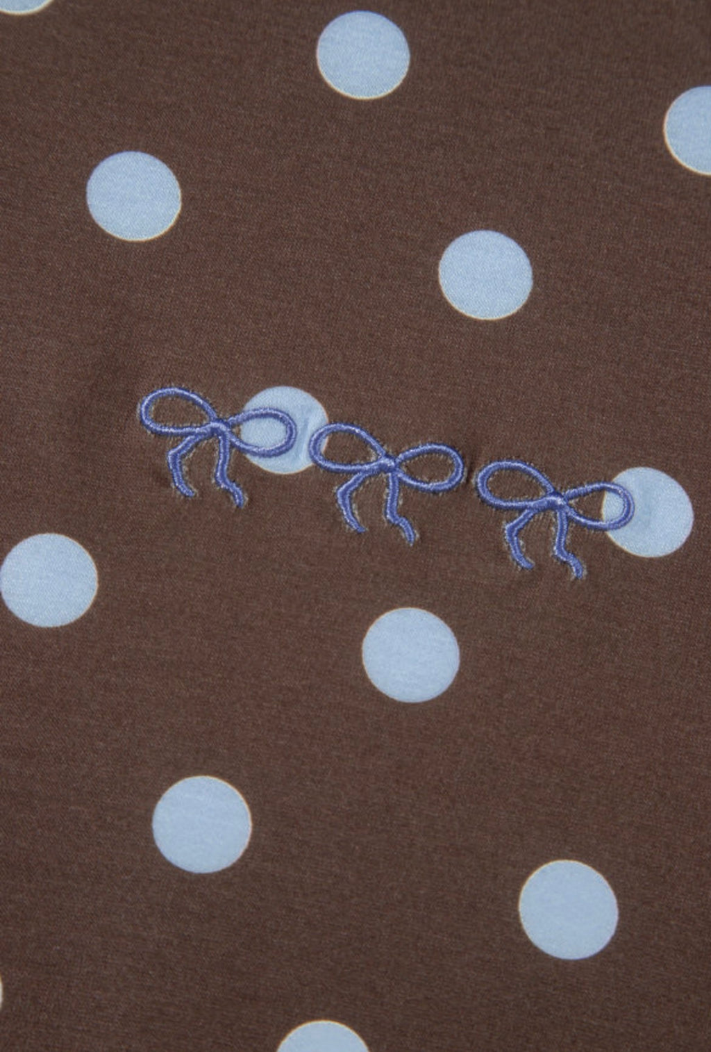 Brown Polka Dot Skort Embroidered Set