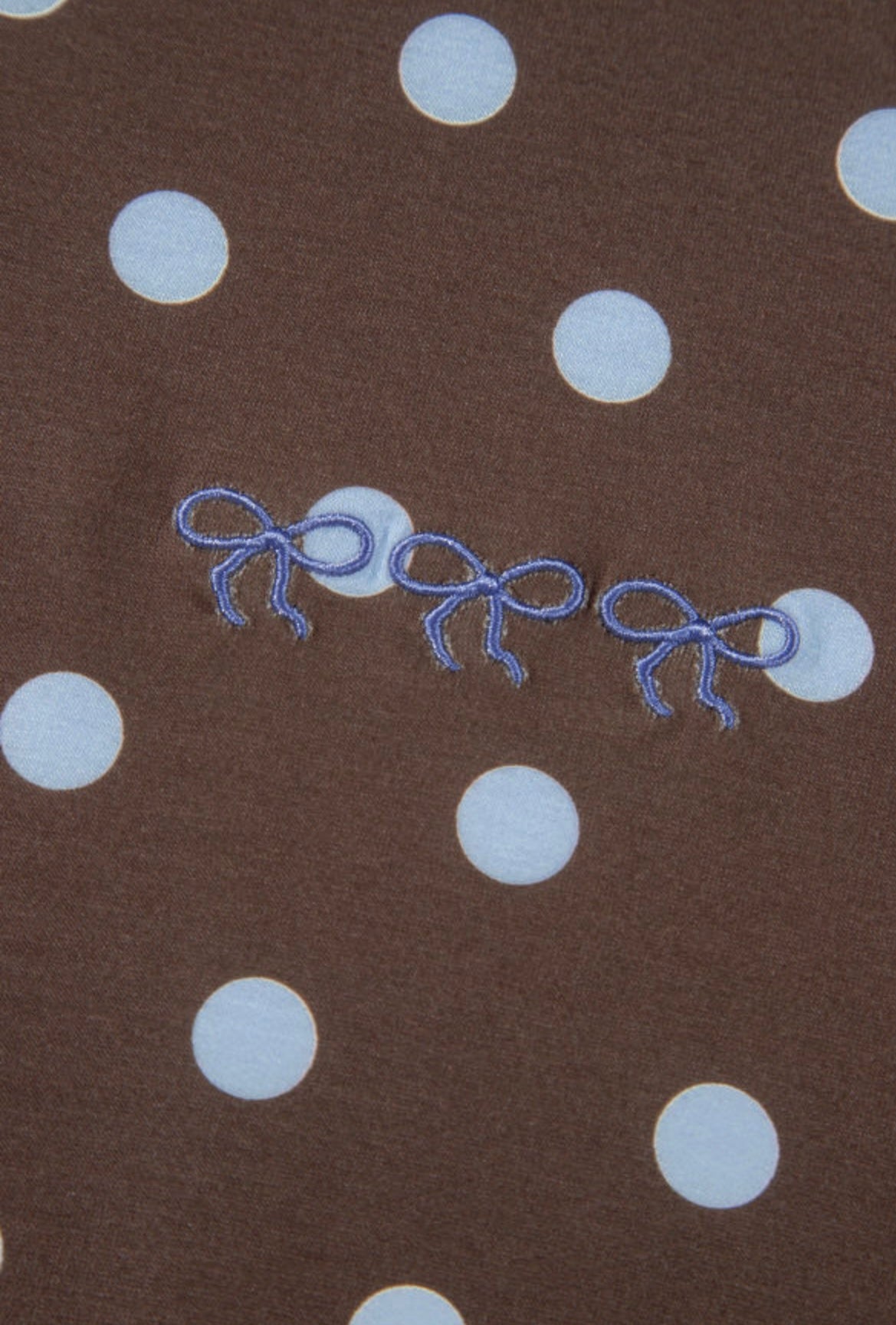 Brown Polka Dot Skort Embroidered Set