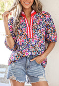 Purple Ditsy floral print top