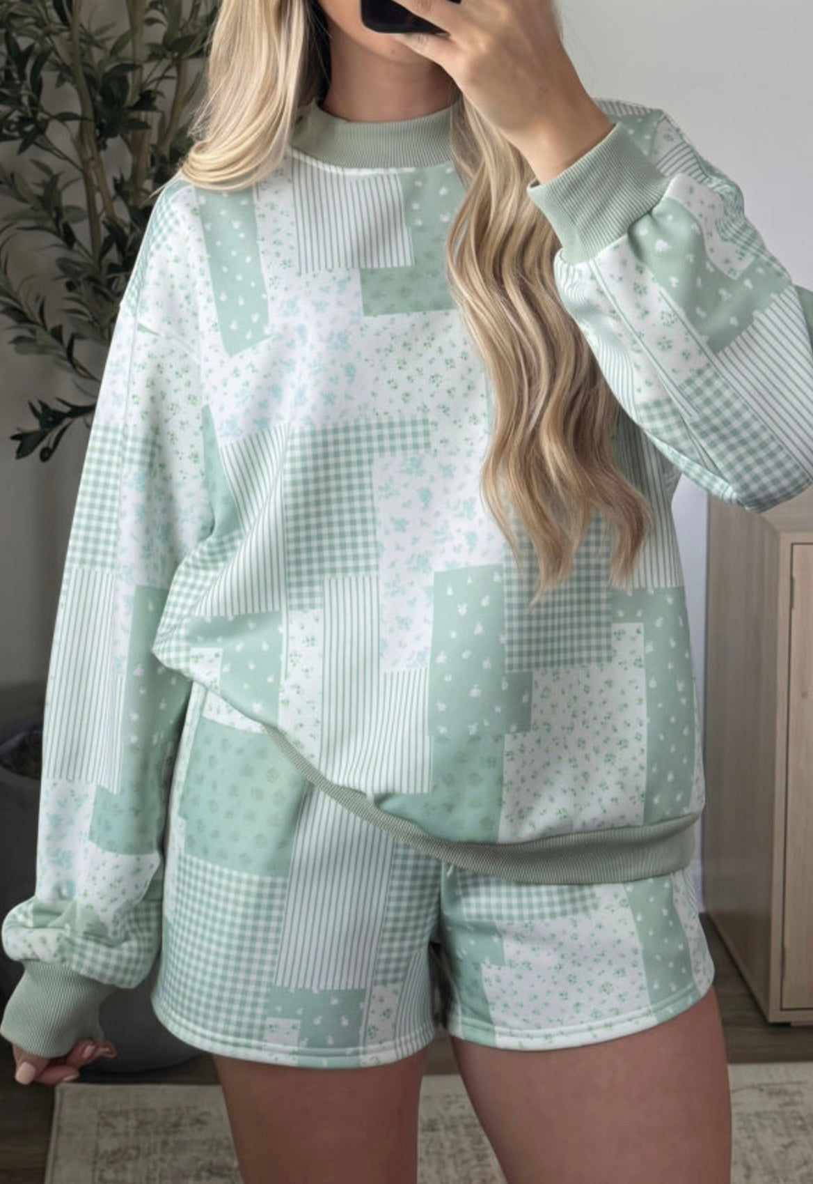 Patchwork Drop Shoulder Set