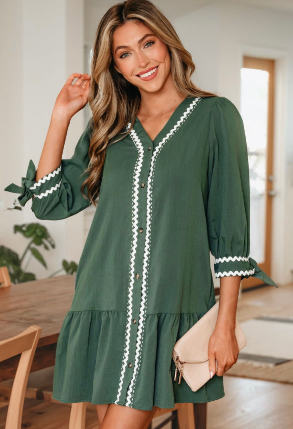 Canton Contrast RicRac Dress