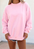 Colorblock Polka Dot Trimmed Oversized Sweatshirt