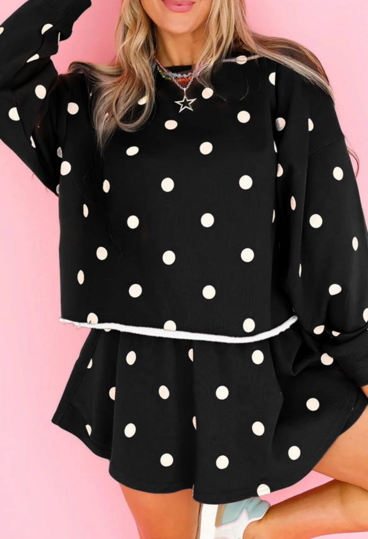 Polka dot skort set