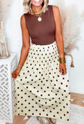 Polka Dot Print Smocked High Waist Skirt