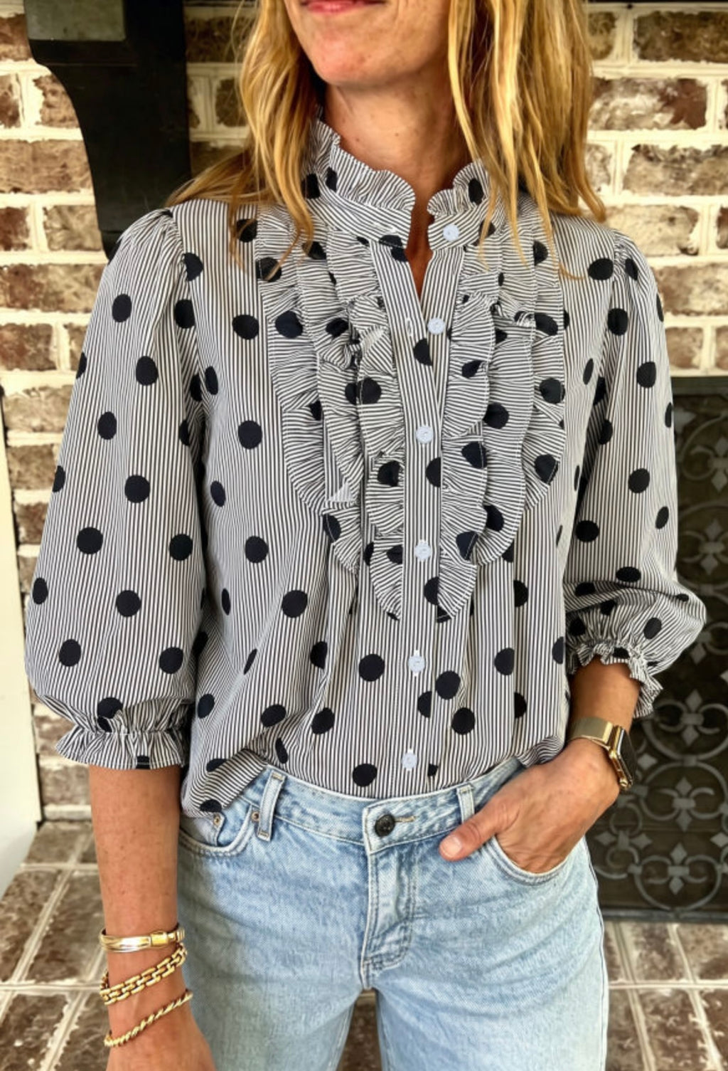 Polka Dot Ruffle Top