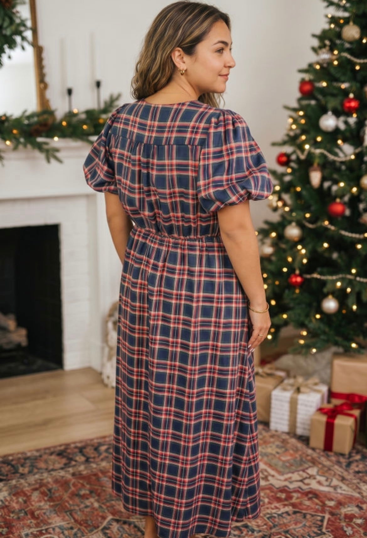 Curvy Plaid Tie Dress