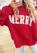 Merry Embroidered Letter Sweatshirt